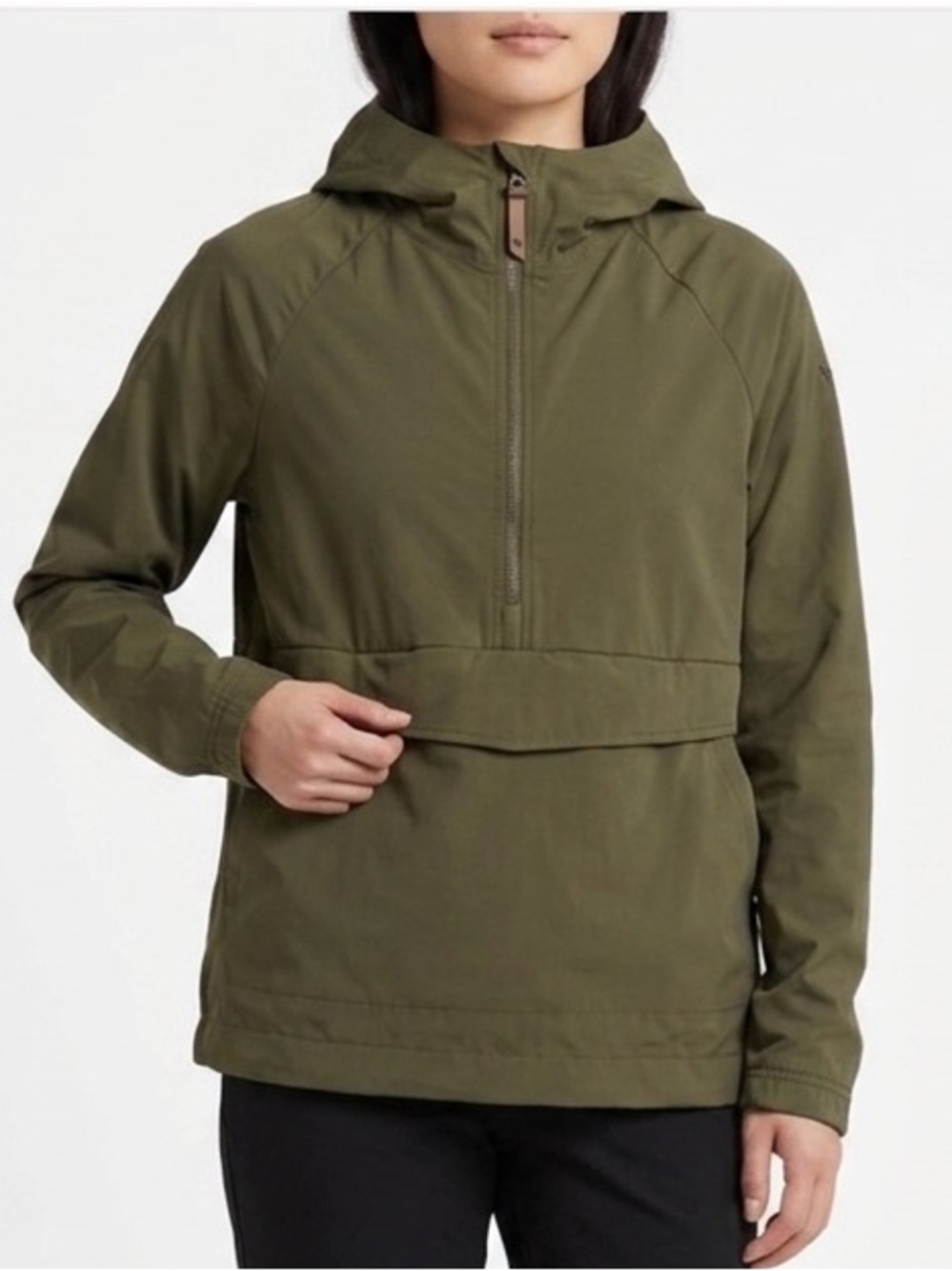 LIV Outdoor Olive Green Hooded Half-Zip Anorak Jacket Small - Woman